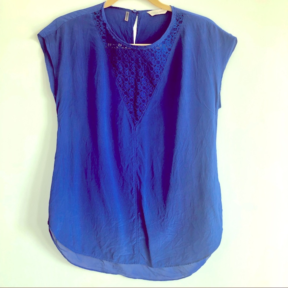 Rebecca Taylor lace front silk blouse